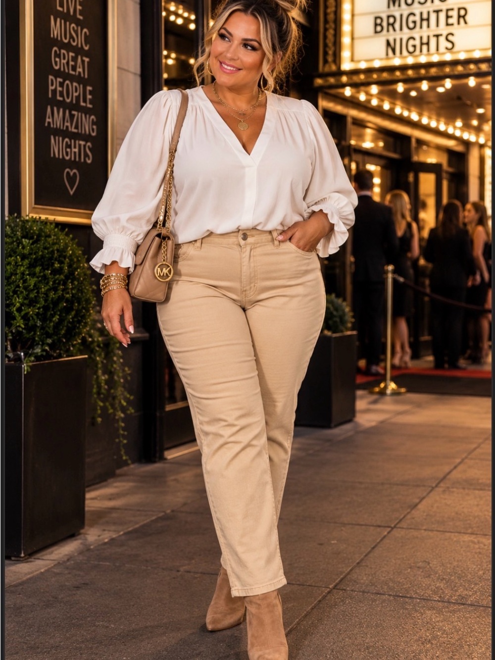 Michael Kors Beige Straight-Leg Jeans